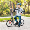 ShopEZ USA Youth Scooter Kick Scooter for Kids 5+ with Adjustable Handlebar 16" Front and Rear Dual Brakes Inflatable Wheels, Blue