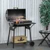 Outsunny 48" Charcoal BBQ Grill and Smoker Combo with Wheels Steel Portable Backyard BBQ Grill