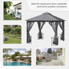 Outsunny 10' x 10' Patio Gazebo, Double Roof Outdoor Gazebo Canopy Shelter with Netting, Steel Corner Frame for Garden, Lawn, Backyard and Deck, Beige