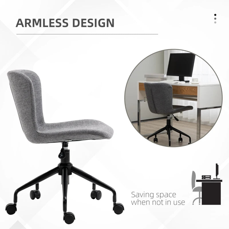 Vinsetto Home Office Chair, Swivel Task Chair with Adjustable Height and Armless Design for Small Space, Living Room, Bedroom, Dark Grey