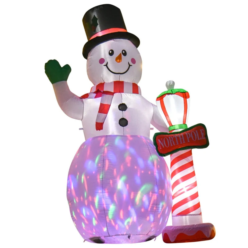 HOMCOM 6ft Christmas Inflatable Snowman, Outdoor Blow-Up Yard Decoration with LED Lights Display