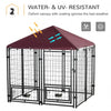 PawHut Outdoor Dog Kennel, Puppy Play Pen with Canopy Garden Playpen Fence Crate, Enclosure Cage w/ Rotating Bowl, 55.5" x 55.5" x 48", Black