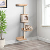 PawHut Cat Tree 4pc Pet Mounted Shelf Set, Feed Bowl, Climbing Hammock, Shelves, Beige