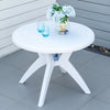 Outsunny Patio Dining Table with Umbrella Hole Round Outdoor Bistro Table for Garden Lawn Backyard, White