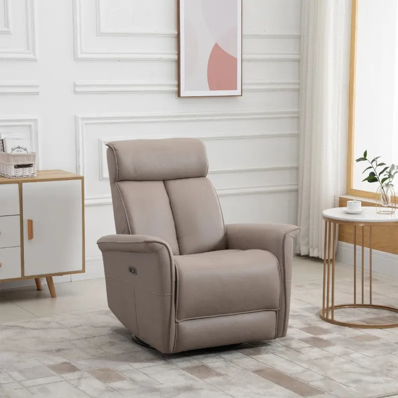 HOMCOM Modern Electronic Power Recliner with 360 Swivel Rotation, USB Charging Port and Footrest, Brown
