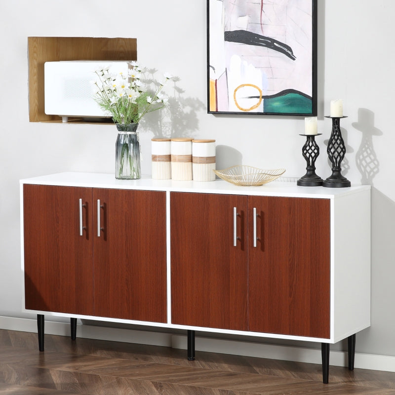 HOMCOM Modern Sideboard Buffet, Kitchen Storage Cabinet Console Table with Adjustable Shelves, Anti-Topple Design, and Large Countertop, Brown