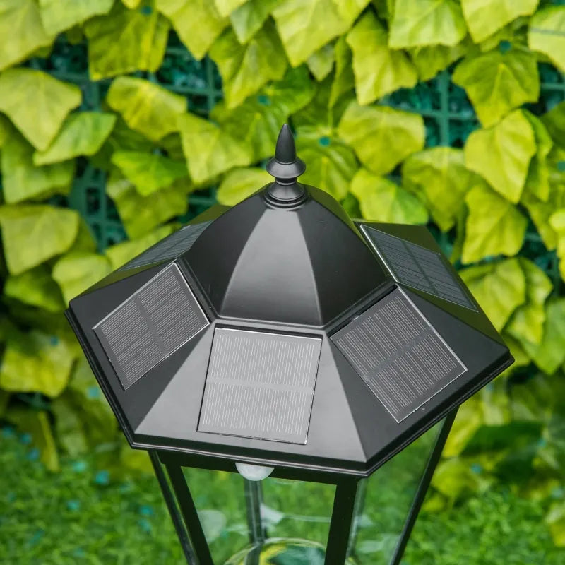 Outsunny 22" Outdoor Solar Lamp Post Light, All Weather Protection for Backyard, Black
