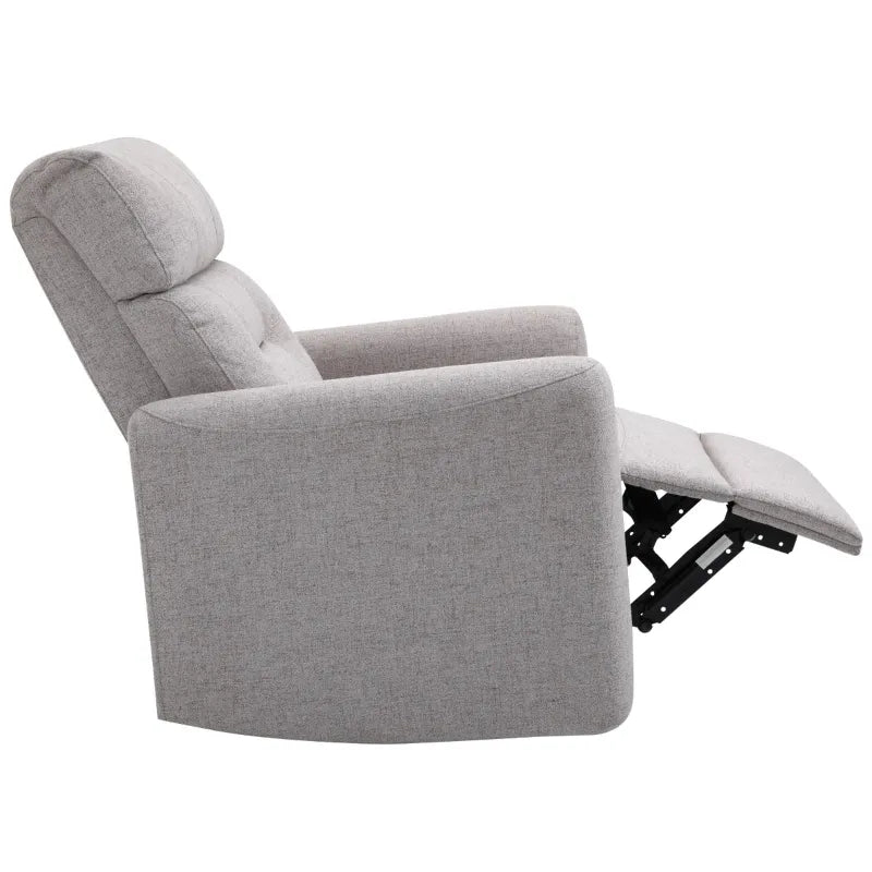 HOMCOM Manual Recliner Swivel Chair Rocker Armchair Sofa with Linen Upholstered Seat and Backrest for Living Room - Beige