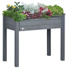 Outsunny 34" Raised Garden Bed, Elevated Wooden Planter Box with Holes for Vegetables, Herb, Flowers for Backyard, Dark Gray