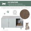 PawHut Indoor Feline Cat Box Furniture Kitty Table w/ Scratch & Magnetic Doors  Grey