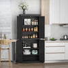 HOMCOM Freestanding Modern 4 Door Kitchen Pantry, Storage Cabinet Organizer with 6-Tier Shelves, and 4 Adjustable Shelves, Black