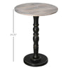 HOMCOM Pedestal Side Table with Round Tabletop, Rustic End Table with Solid Wood Leg for Living Room, Bedroom, Light Grey and Black
