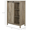HOMCOM Farmhouse Accent Cabinet, Kitchen Cupboard Storage Cabinet, 3-Tier Organizer with Barn Door and Adjustable Shelf, Antique Grey