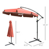 Outsunny 9' Offset Hanging Patio Umbrella, Cantilever Umbrella with Easy Tilt Adjustment, Cross Base and 8 Ribs for Backyard, Poolside, Lawn and Garden, Brown