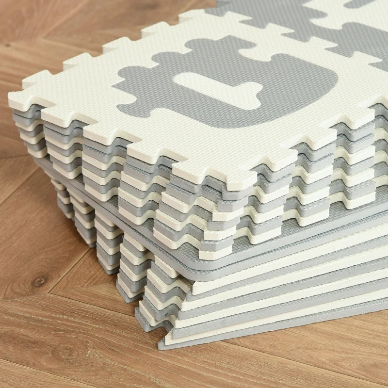Qaba Kids Foam Puzzle Floor Tiles Baby Educational Play Mat Anti-slip Letter Number