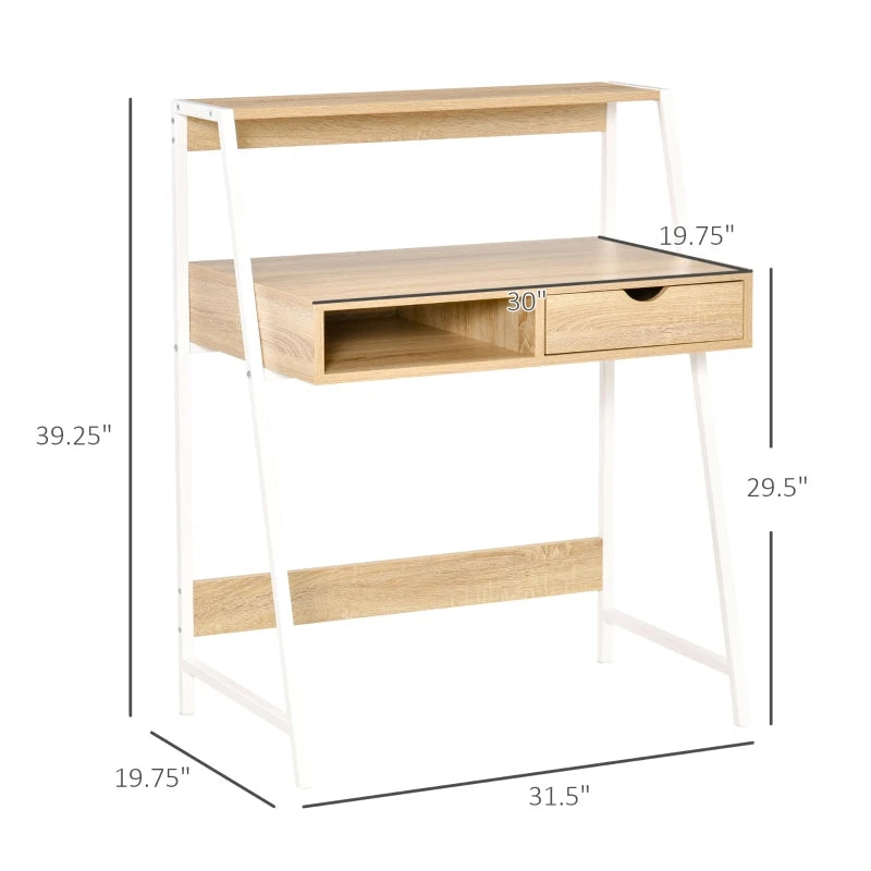 HOMCOM Computer Desk for Small Spaces w/ Drawer and Storage Shelves