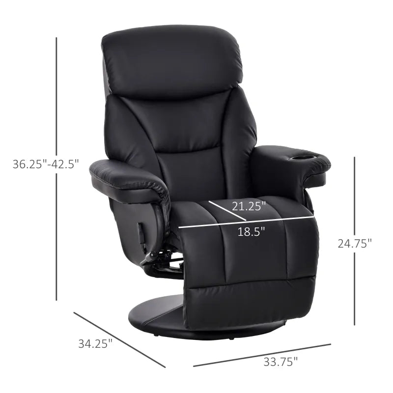 HOMCOM Manual Recliner Swivel Lounge Chair with Adjustable Footrest and Back