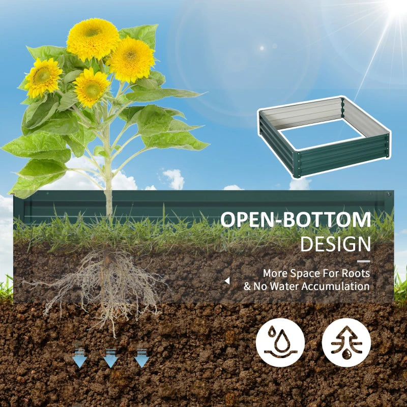 Outsunny Metal Raised Garden Bed No Bottom DIY Large Steel Planter Box w/ Gloves-1