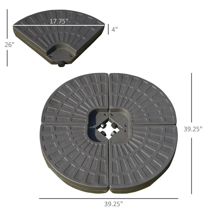 Outsunny Large 4 Piece Round Fillable Weighted Offset Market Patio Umbrella Base