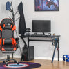 HOMCOM Racing Gaming Desk Carbon Fiber Style Computer Table with Elevated Monitor Shelf, Headphone Hook and Cup Holder, Black