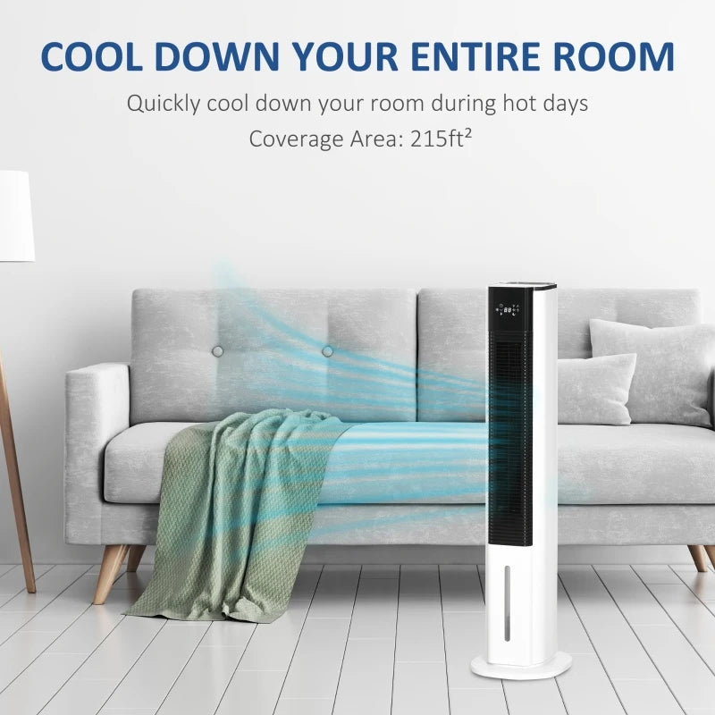 HOMCOM 42'' Evaporative Air Cooler, Ice Cooling Fan with 3 Speeds, 4 Modes, 12 Hour Timer, LED Display and Remote Control for Bedroom, Office or Living Room, White