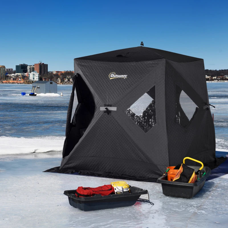 Outsunny 2 Person Insulated Ice Fishing Shelter Pop-Up Portable Ice Fi –  ShopEZ USA
