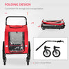 PawHut One-Click Foldable Doggy Stroller for Medium Large Dogs, Pet Stroller with Storage, Smooth Ride with Shock Absorption, Mesh Window, Safety Leash, Big Dog Walking Stroller, Red