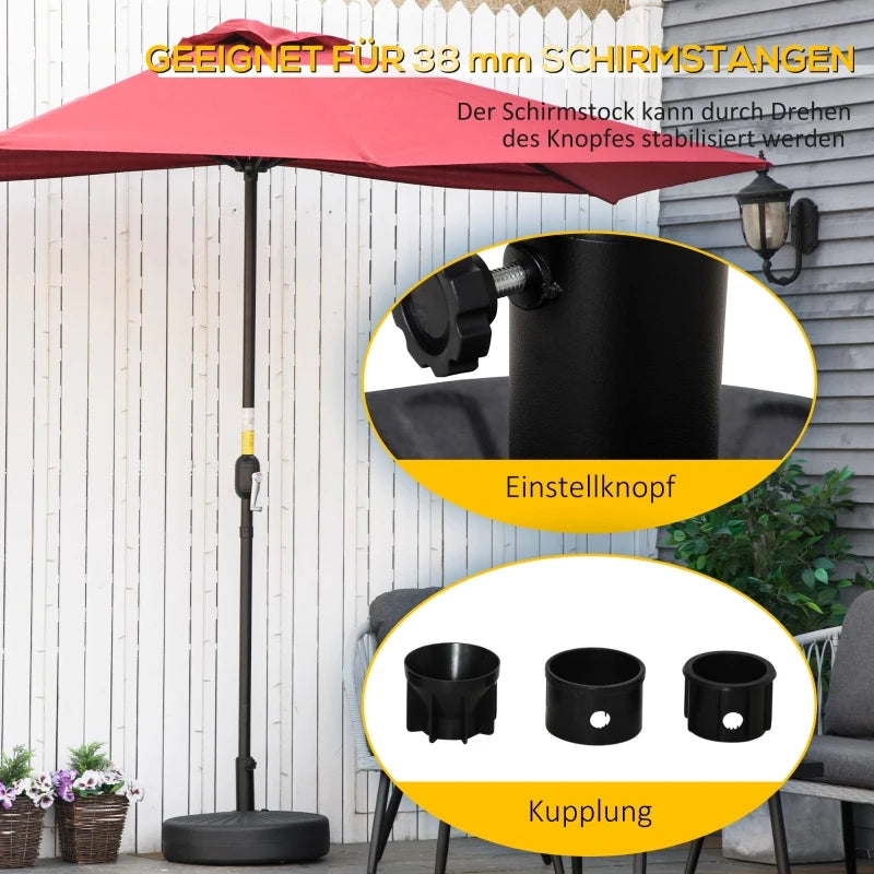 Outsunny Fillable Patio Umbrella Base Stand Round Plastic Umbrella Holder for Outdoor