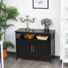 HOMCOM Kitchen Sideboard, Buffet Cabinet, Wooden Storage Console Table with 2-Level Cabinet and Open Shelf, Black