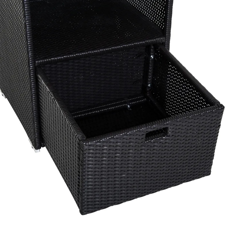 Outsunny 47" Poolside Rattan Wicker Towel Valet Organizer Cabinet with Storage