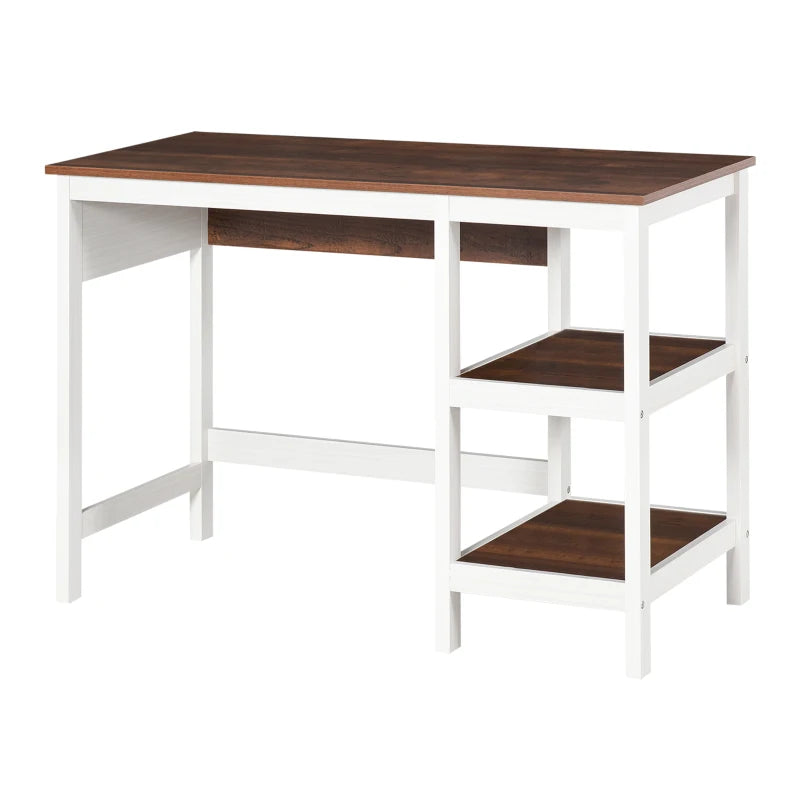 HOMCOM Home Office Desk, Writing Table Laptop Workstation with Display Shelves - White