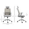 Vinsetto High Back Mesh Chair, Home Office Task Computer Chair with Adjustable Height, Lumbar Back Support, Headrest, and Arms, Grey