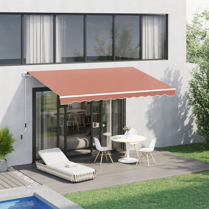 Outsunny 13' x 8' Retractable Awning, Patio Awnings, Sunshade Shelter with Manual Crank Handle, 280g/m² UV & Water-Resistant Fabric and Aluminum Frame for Deck, Balcony, Yard, Beige