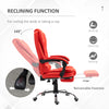 HOMCOM High Back Ergonomic Executive Office Chair, PU Leather Computer Chair with Retractable Footrest, Lumbar Support, Padded Headrest and Armrest, Red