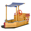 Outsunny Kids Wooden Sandbox, w/ Canopy Bench Seat Storage Space, Aged 3-8 Years Old