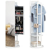 HOMCOM Full Length Mirror with Jewelry Cabinet, Hanging Cloth Bar, Coat Rack, 360° Rotating Floor Mirror, White