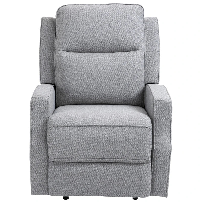 HOMCOM Electric Power Recliner, Wall Hugger Armchair with USB Charging Station, Sofa Recliner with Linen Upholstered Seat and Retractable Footrest, Gray