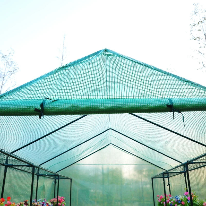 Outsunny Portable Greenhouse Walk In Green House Outdoor Year Around Plant Gardening 8'L x 6'W x 7'H