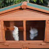 PawHut Wooden Rabbit Hutch with Outdoor Run Area - Waterproof Roof and Big Living Space Perfect for Bunny/Small Animals