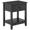 HOMCOM Side Table, 2-tier End Table with Drawer and Storage Shelf, Modern Nightstand for Bedroom, or Living Room, Black