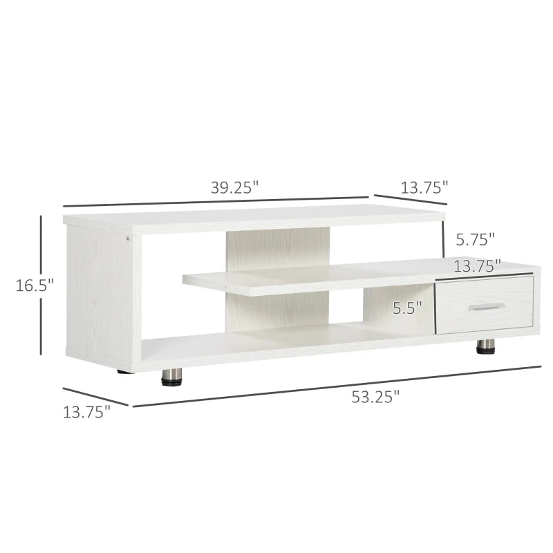 HOMCOM Modern TV Stand for TVs up to 45", TV Cabinet with Storage Shelf and Drawer, Entertainment Center for Living Room Bedroom, White