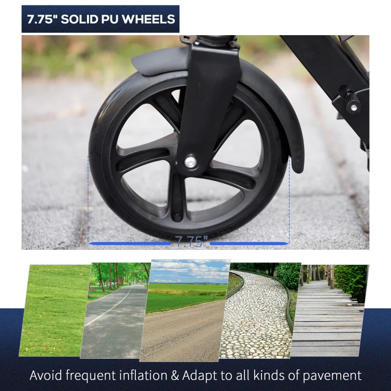 Soozier Foldable Kick Scooter w/ Adjustable Height & Rear Wheel Brake System for 14+