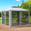 Outsunny 10’ x 10’ Gazebo with Netting Steel Fabric Outdoor Patio Pavilion Canopy Tent - Taupe
