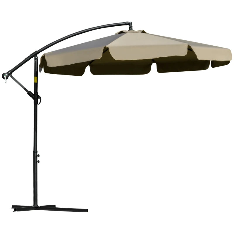 Outsunny 9' Offset Hanging Patio Umbrella, Cantilever Umbrella with Easy Tilt Adjustment, Cross Base and 8 Ribs for Backyard, Poolside, Lawn and Garden, Wine Red