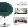 HOMCOM Modern Makeup Vanity Chair Round Tufted Swivel Accent Chair with Chrome Frame Height Adjustable for Living Room, Bedroom Green