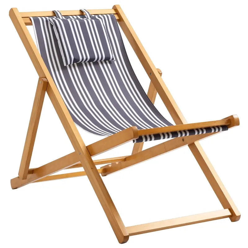 Outsunny Folding Patio Chaise Lounge Chair w/ 3-Position Adjustable Backrest Beige