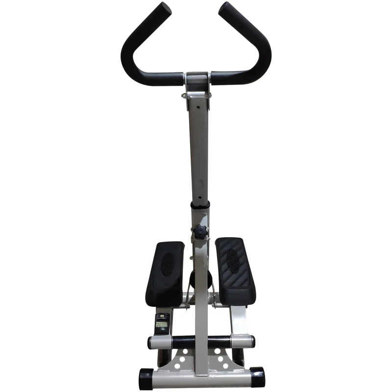 Soozier Exercise Equipment Adjustable Stepper Aerobic Ab Exercise Fitness Workout Machine with LCD Screen & Safety Handlebars - Grey