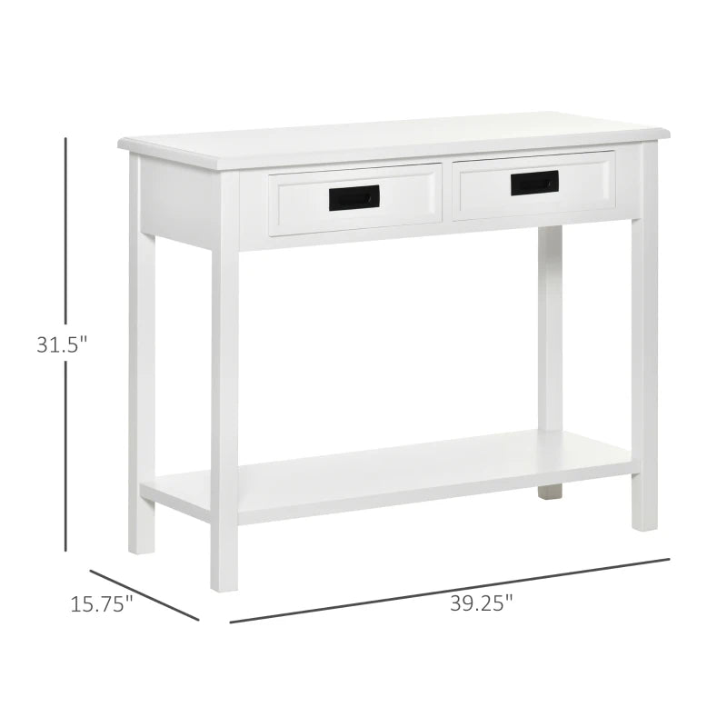 HOMCOM Farmhouse Console Table with Storage Shelf, Rustic Sofa Table with Anti-tipper for Living Room Furniture, Bedroom and Entryway, Gray