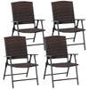 Outsunny Folding Patio Chair Set of 4, Rattan Folding Chairs with Armrest, Steel Frame for Outdoors, Camping, Mixed Brown