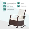 Outsunny Outdoor Rattan Rocking Chair Patio Recliner with Soft Cushions, Adjustable Footrest, Max. 135 Degree Backrest, PE Wicker, Beige